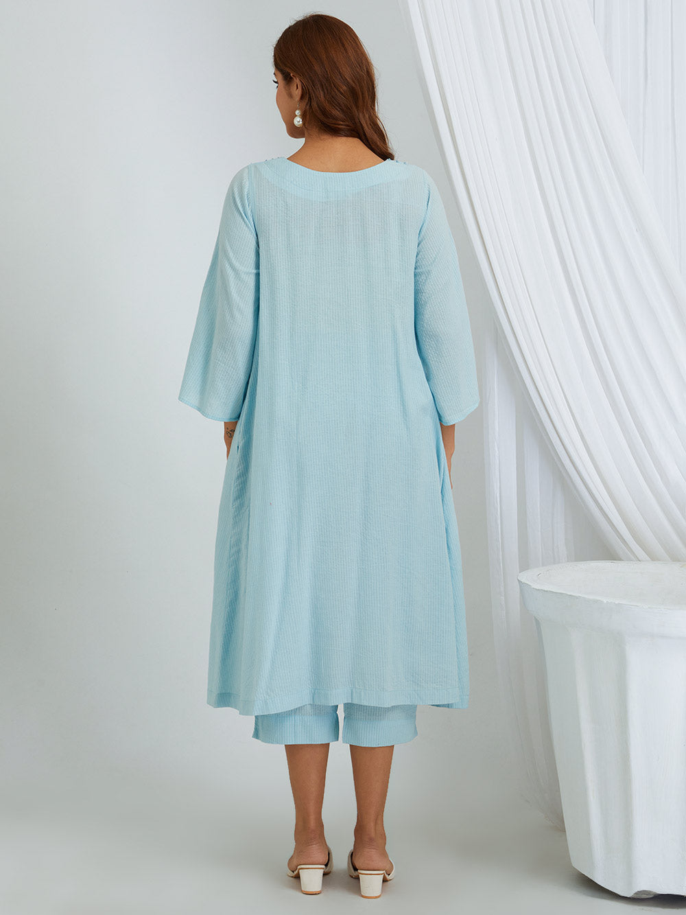 Kantha Work Solid Cotton Kurta & Pants