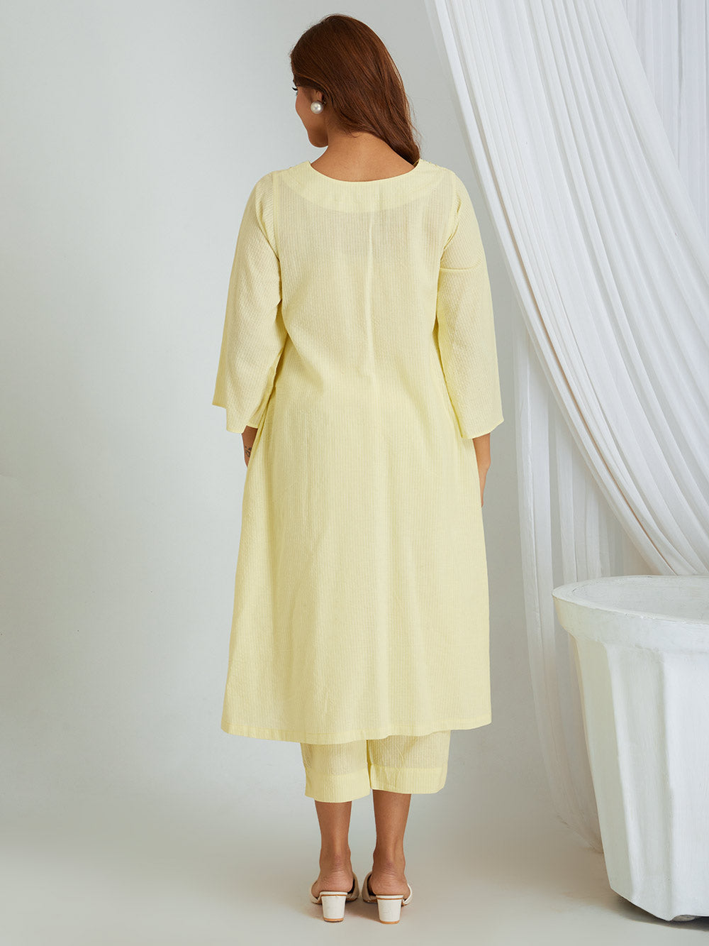 Kantha Work Solid Cotton Kurta & Pants