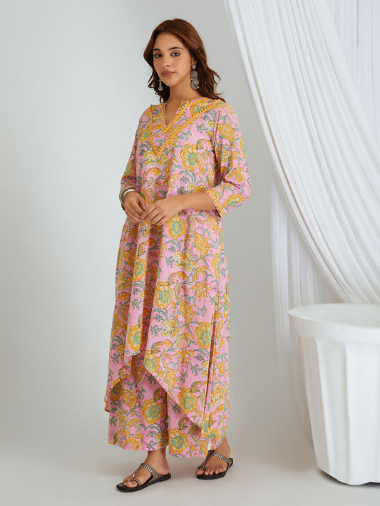 Hand Block Printed Cotton Kurta & Palazzo