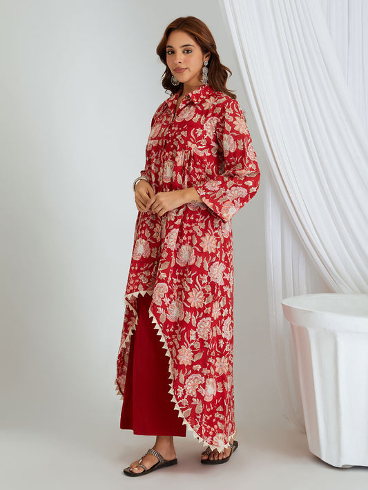 Hand Block Printed Cotton Kurta & Palazzo