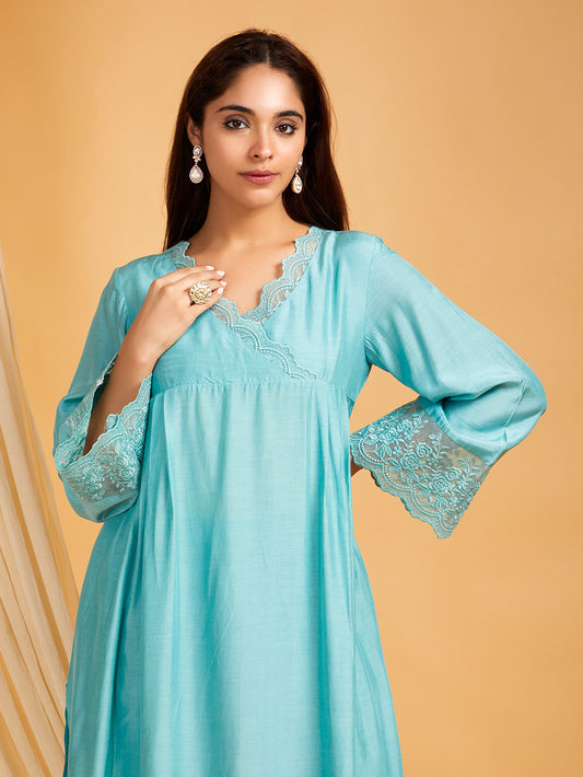 Cotton Silk Kurta with Lace work