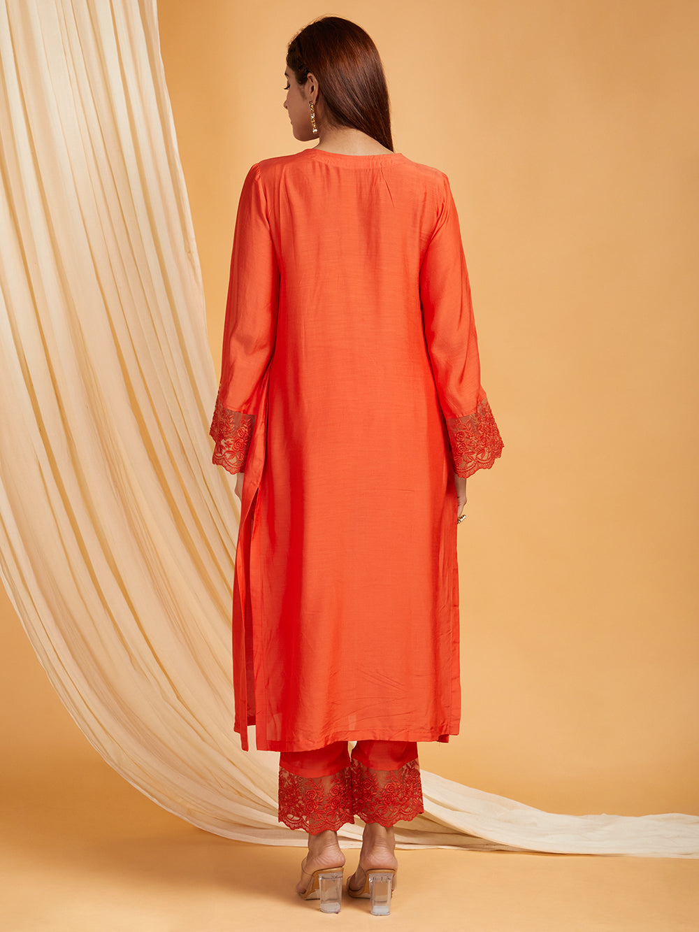 Cotton Silk Lace work Kurta