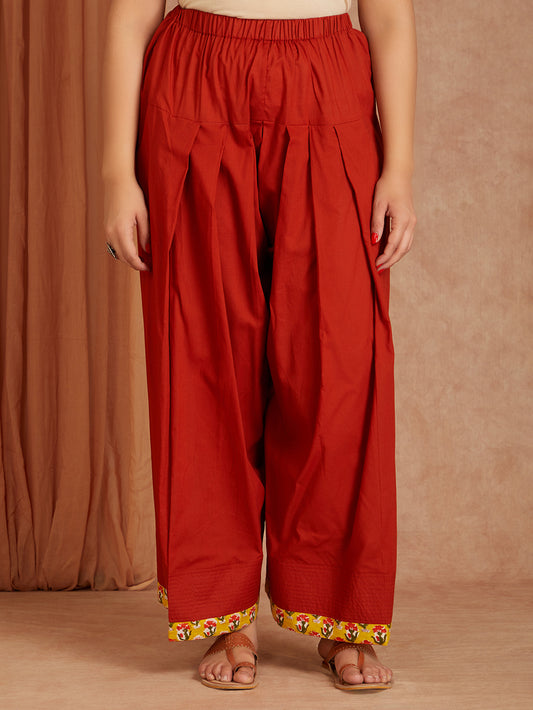 Brown Solid Cotton Salwar