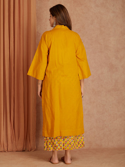 Yellow Hand Block Printed Cotton Palazzo
