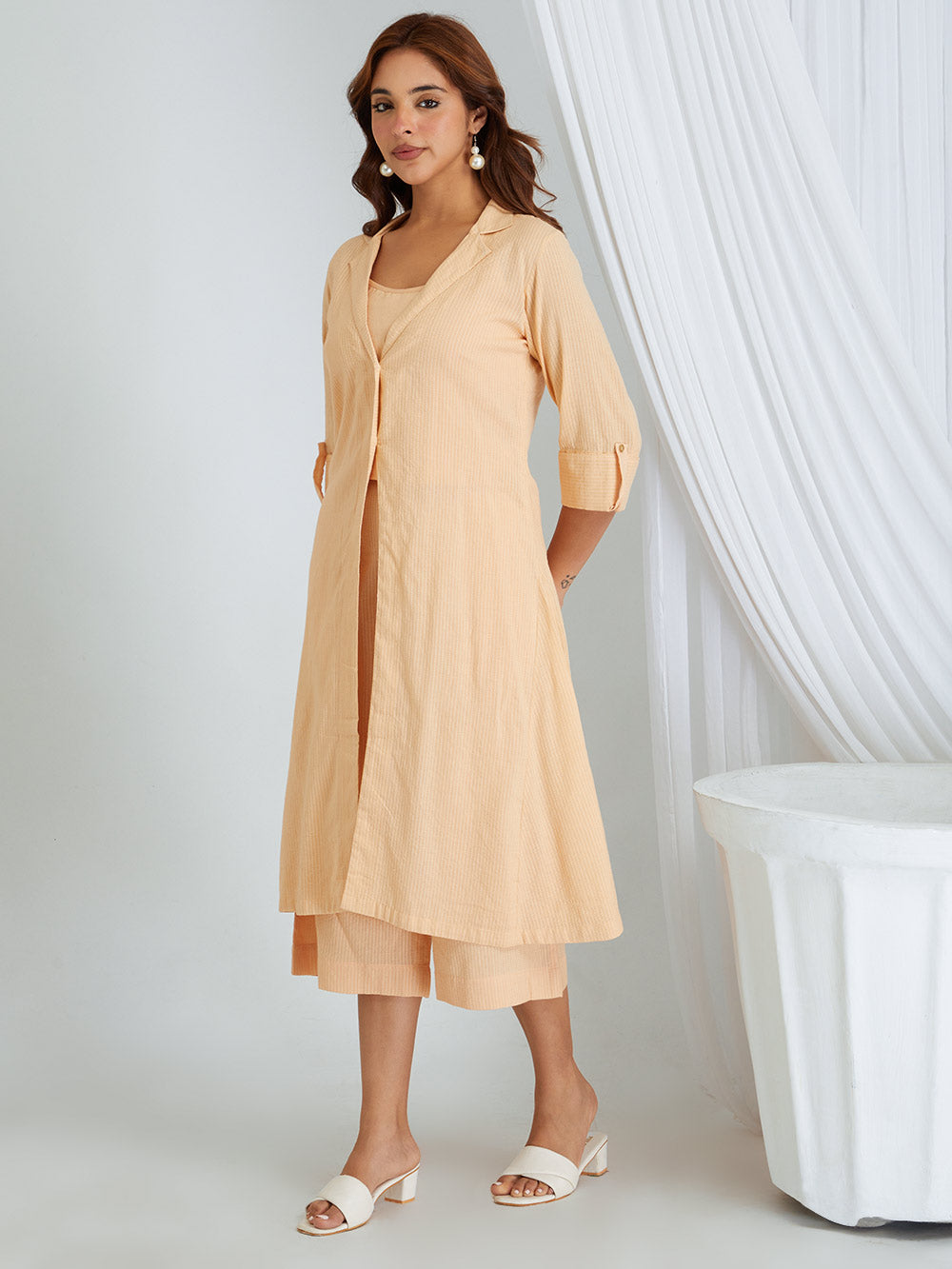 Kantha Work Cotton Shrug with Slip & Pants