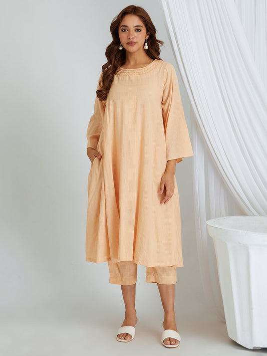 Kantha Work Solid Cotton Kurta & Pants