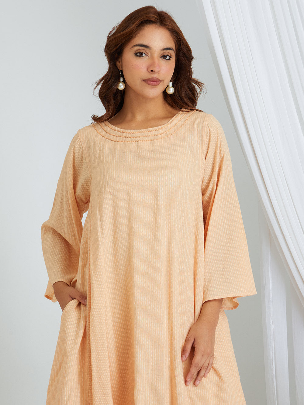 Kantha Work Solid Cotton Kurta & Pants