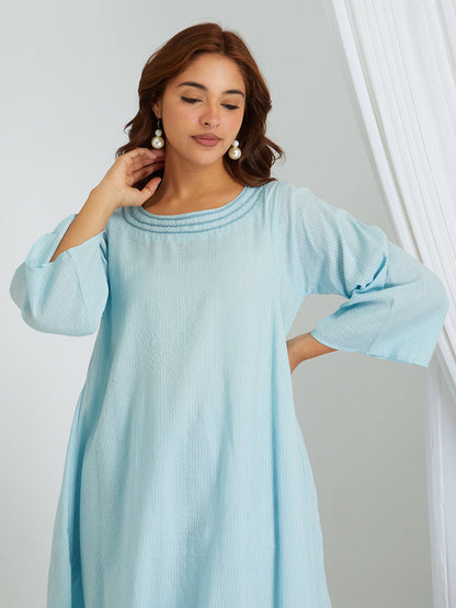 Kantha Work Solid Cotton Kurta & Pants