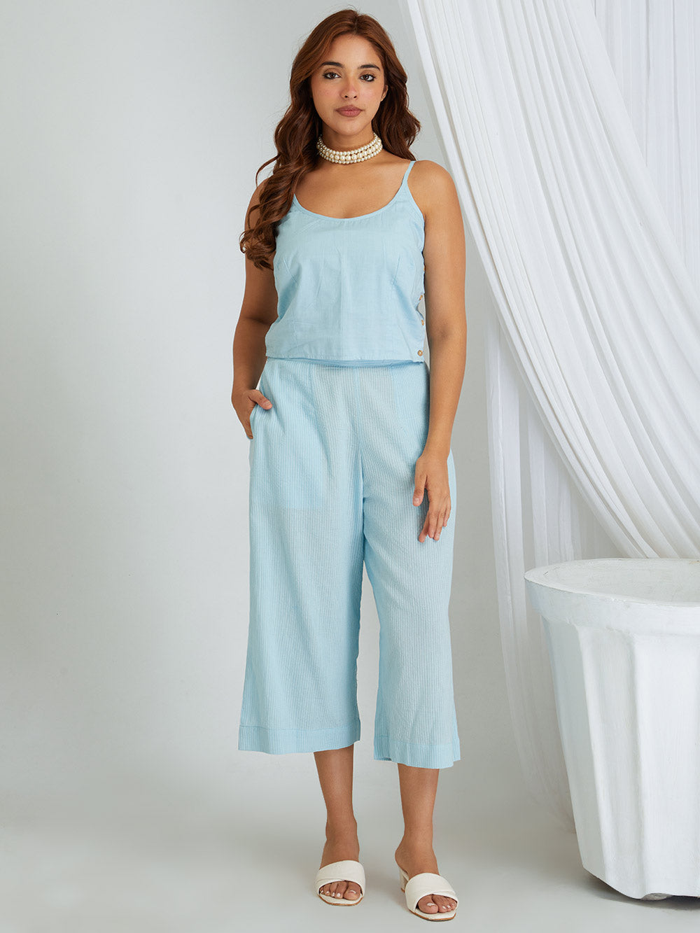 Kantha Work Cotton Shrug with Slip & Pants