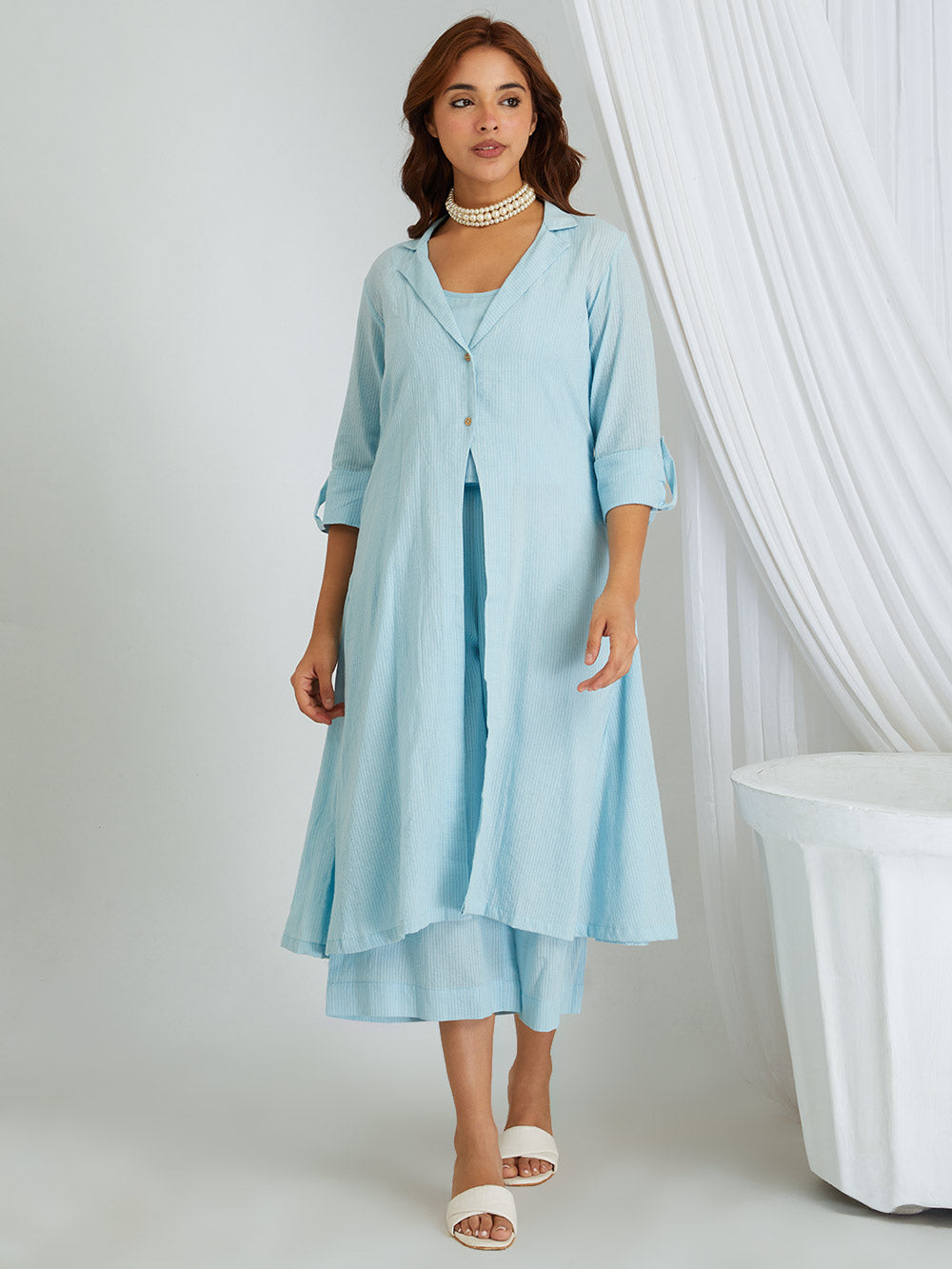 Kantha Work Cotton Shrug with Slip & Pants