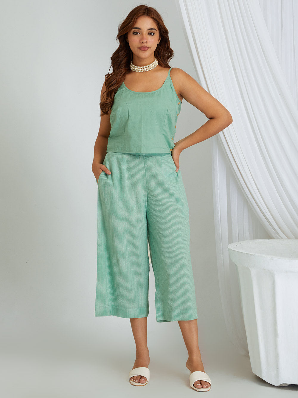 Kantha Work Cotton Shrug with Slip & Pants