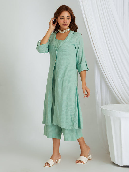 Kantha Work Cotton Shrug with Slip & Pants