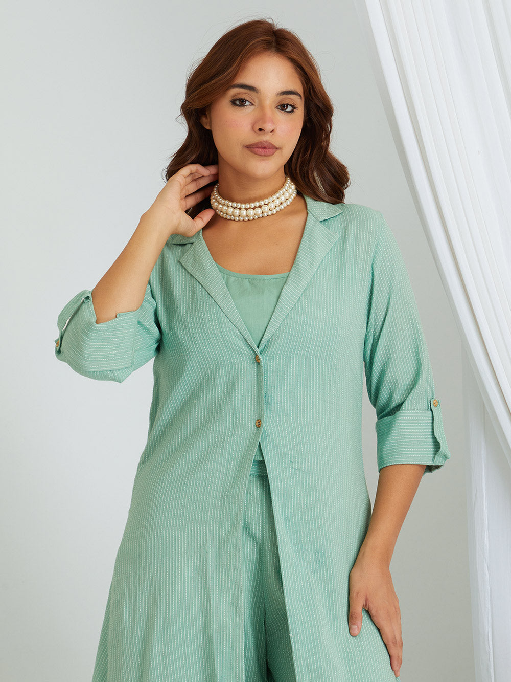 Kantha Work Cotton Shrug with Slip & Pants