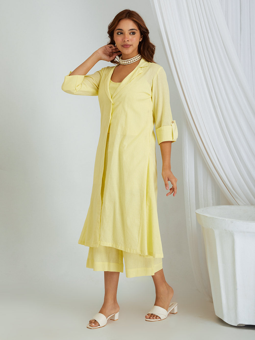 Kantha Work Cotton Shrug with Slip & Pants