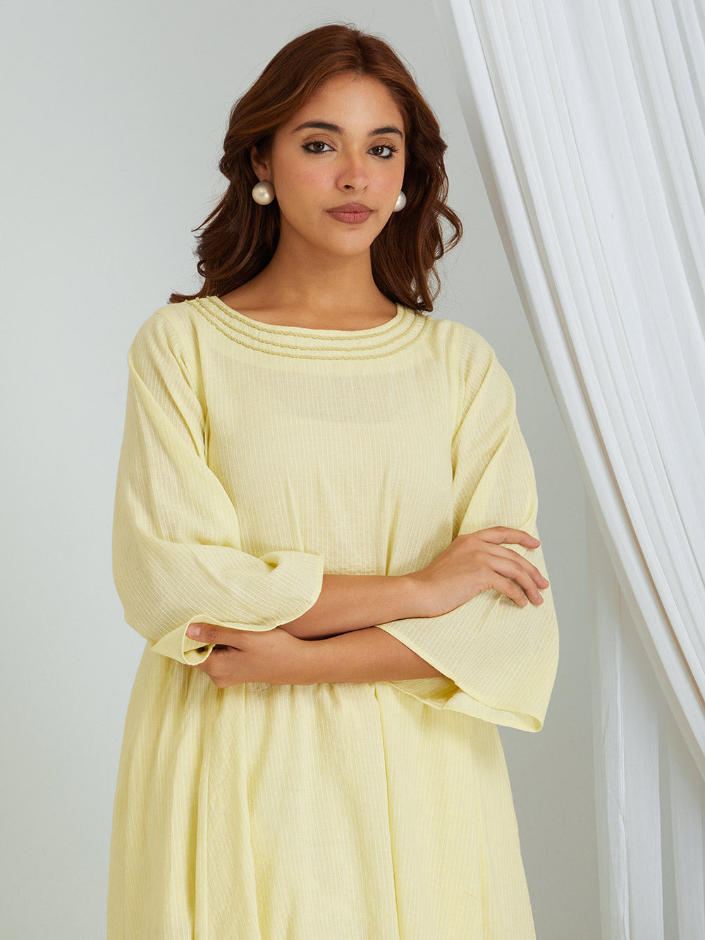 Kantha Work Solid Cotton Kurta & Pants