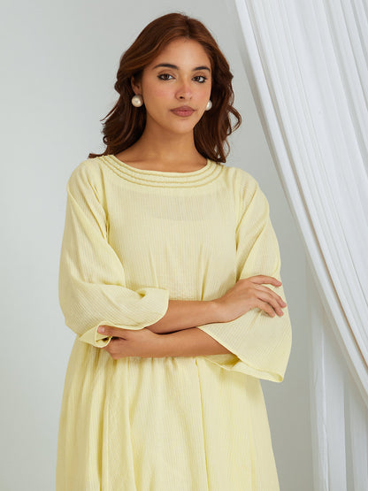 Kantha Work Solid Cotton Kurta & Pants