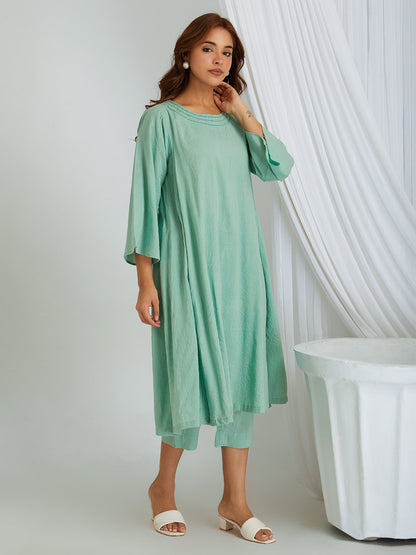 Kantha Work Solid Cotton Kurta & Pants