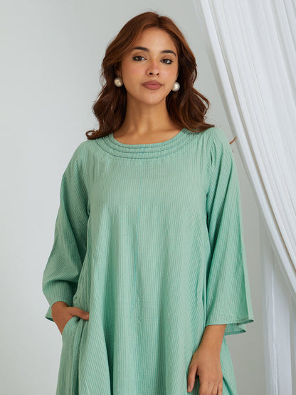 Kantha Work Solid Cotton Kurta & Pants