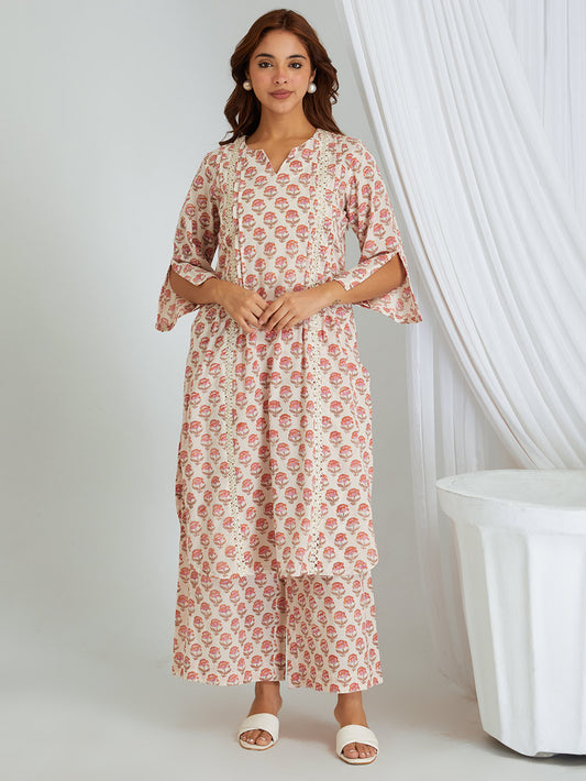 Hand Block Printed Cotton Kurta & Palazzo