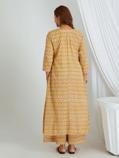 Hand Block Printed Cotton Kurta & Palazzo