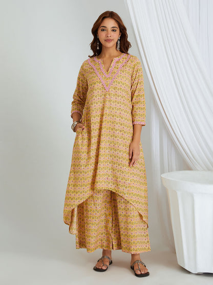 Hand Block Printed Cotton Kurta & Palazzo