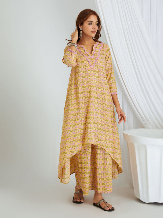 Hand Block Printed Cotton Kurta & Palazzo