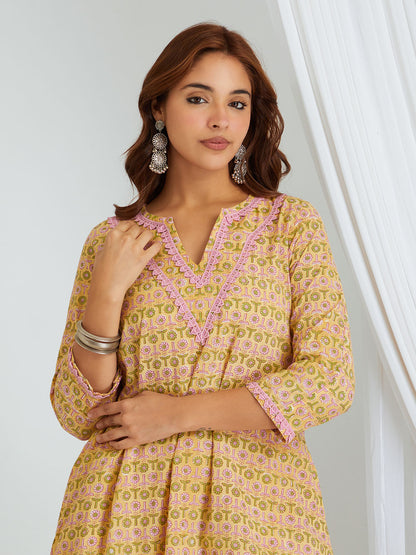 Hand Block Printed Cotton Kurta & Palazzo