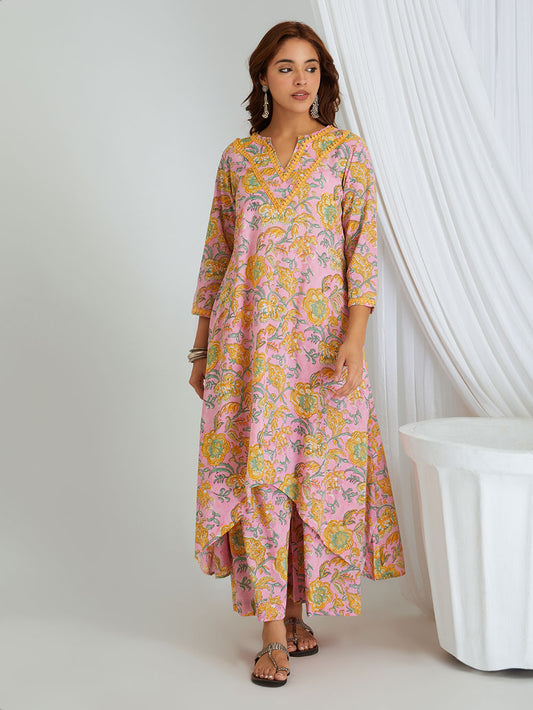 Hand Block Printed Cotton Kurta & Palazzo