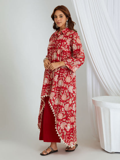 Hand Block Printed Cotton Kurta & Palazzo