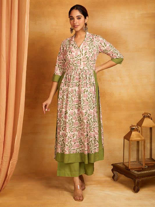 Block Printed Long Slit Kurta