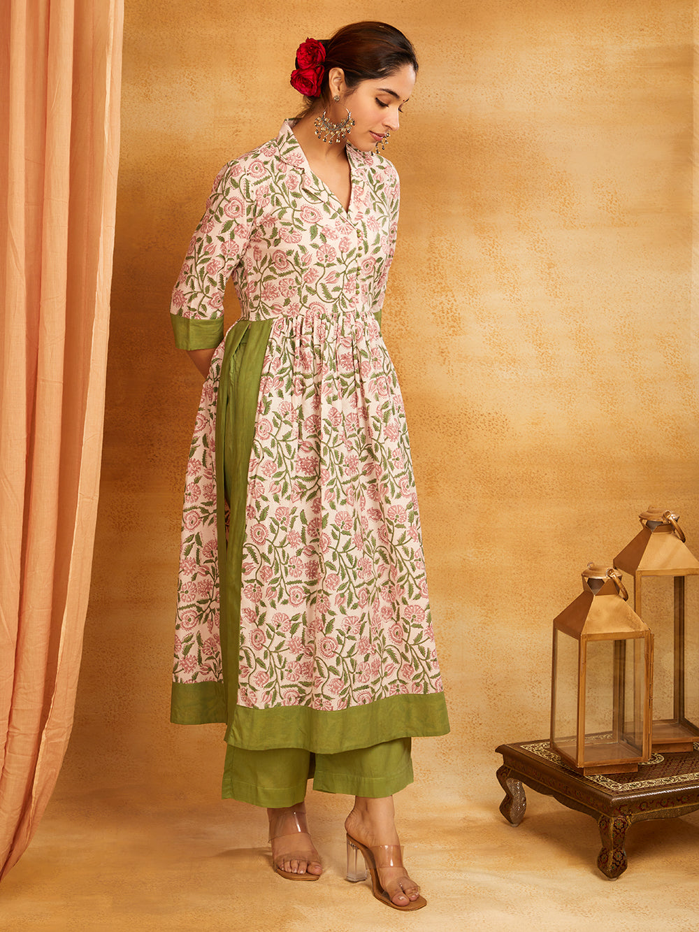 Block Printed Long Slit Kurta