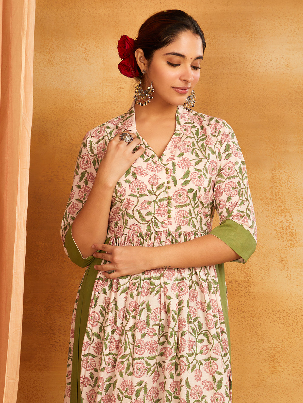 Block Printed Long Slit Kurta