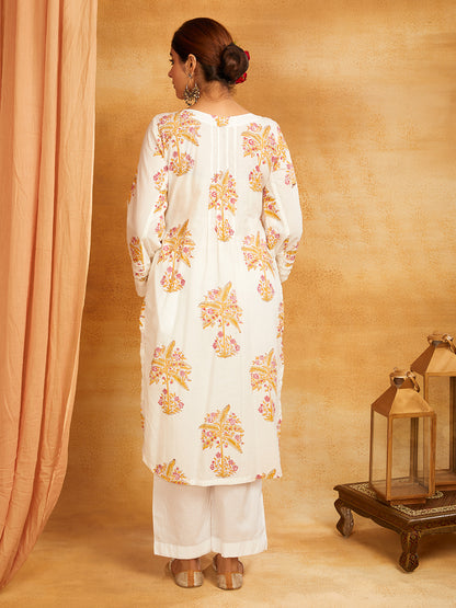Block Printed Lace Detailing Kurta