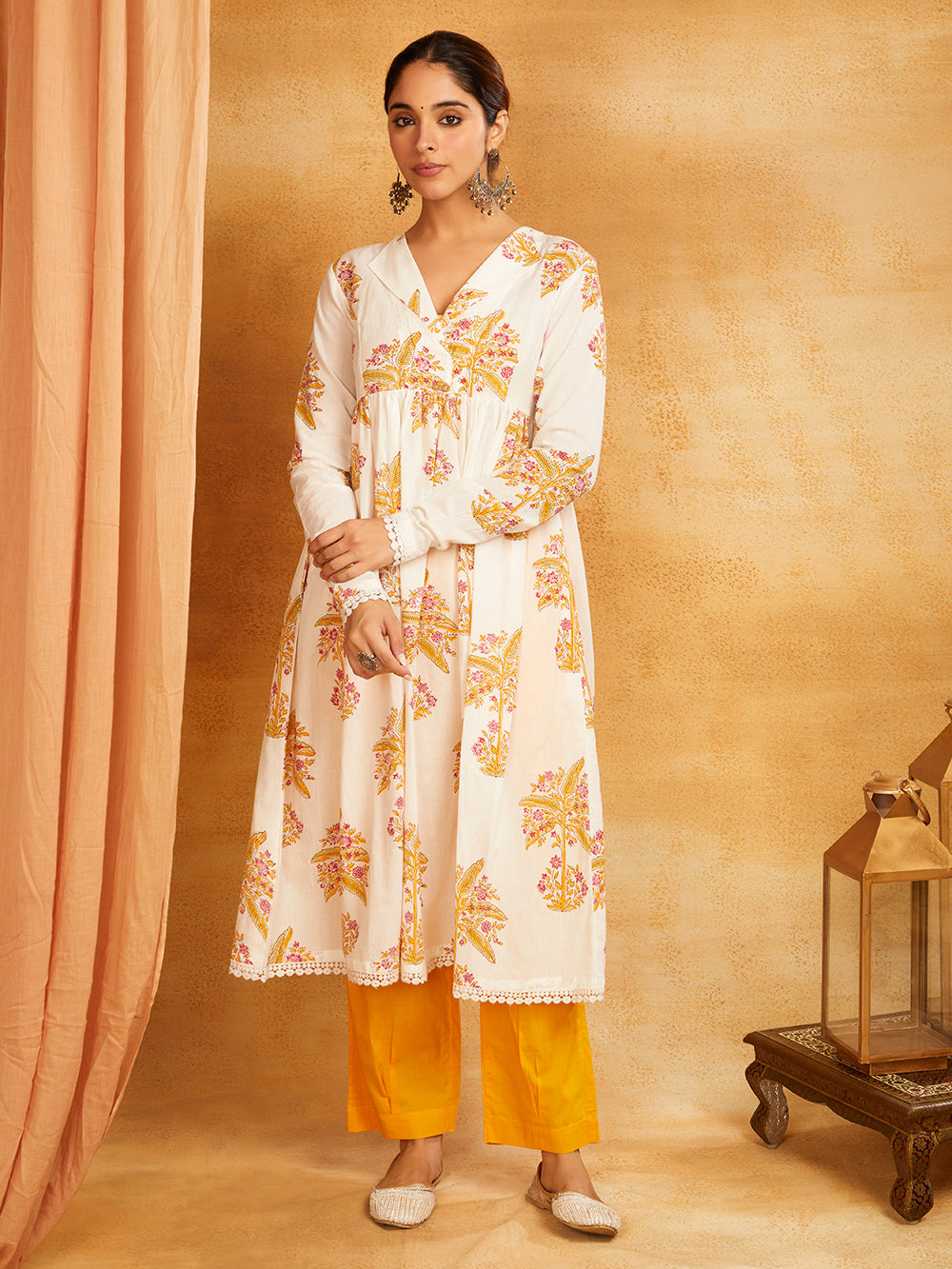 Block Printed Cotton Anarkali Kurta