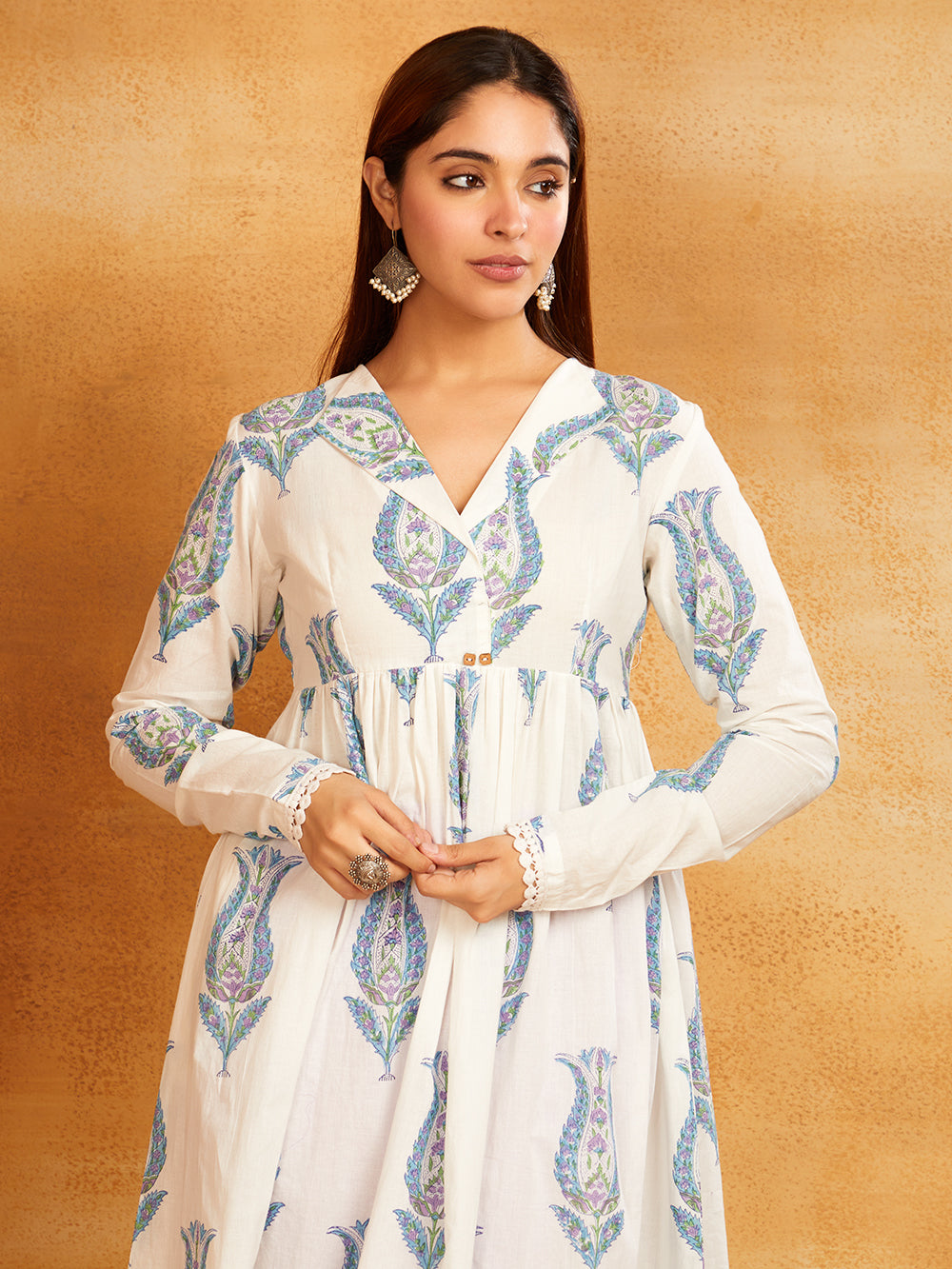 Block Printed Cotton Anarkali Kurta