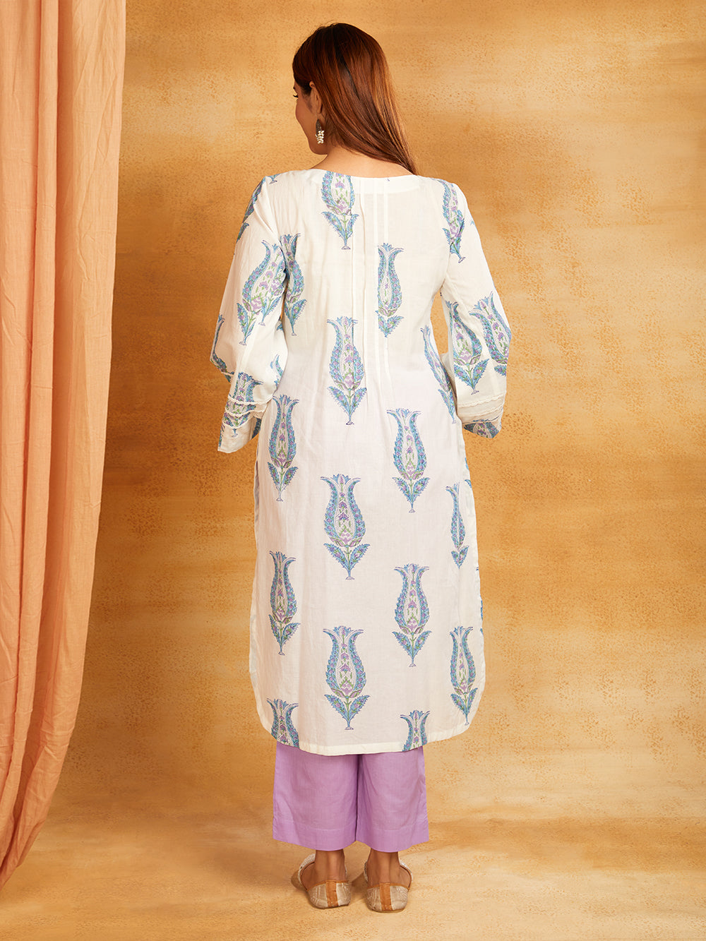 Block Printed Cotton Lace Detailing Kurta