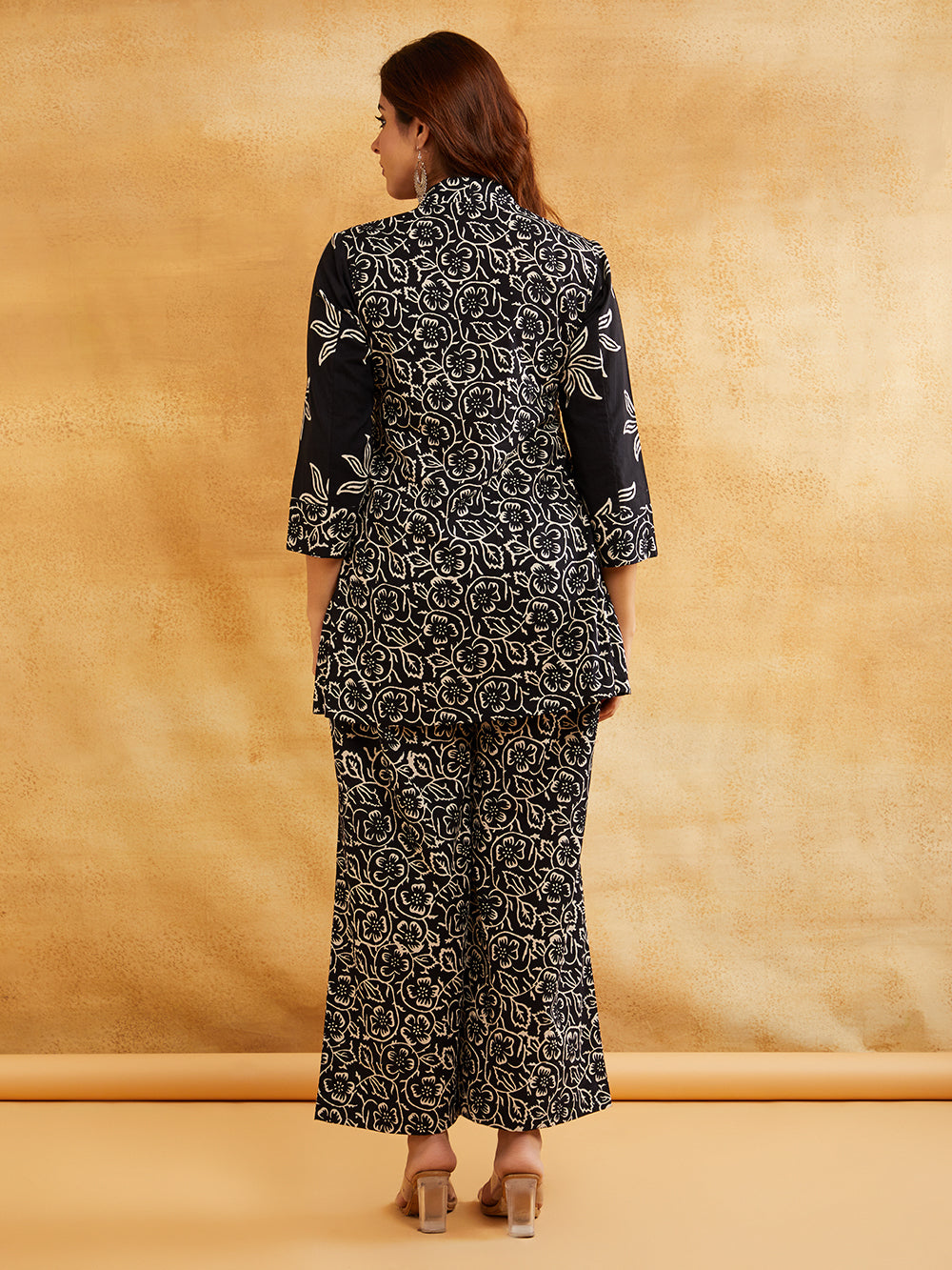 Black Block Printed Cotton Palazzo