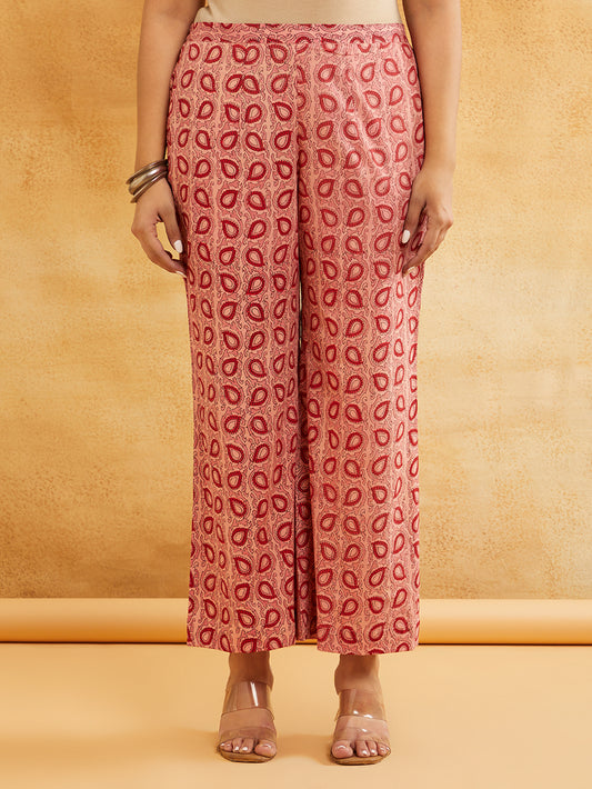 Pink Block Printed Cotton Palazzo