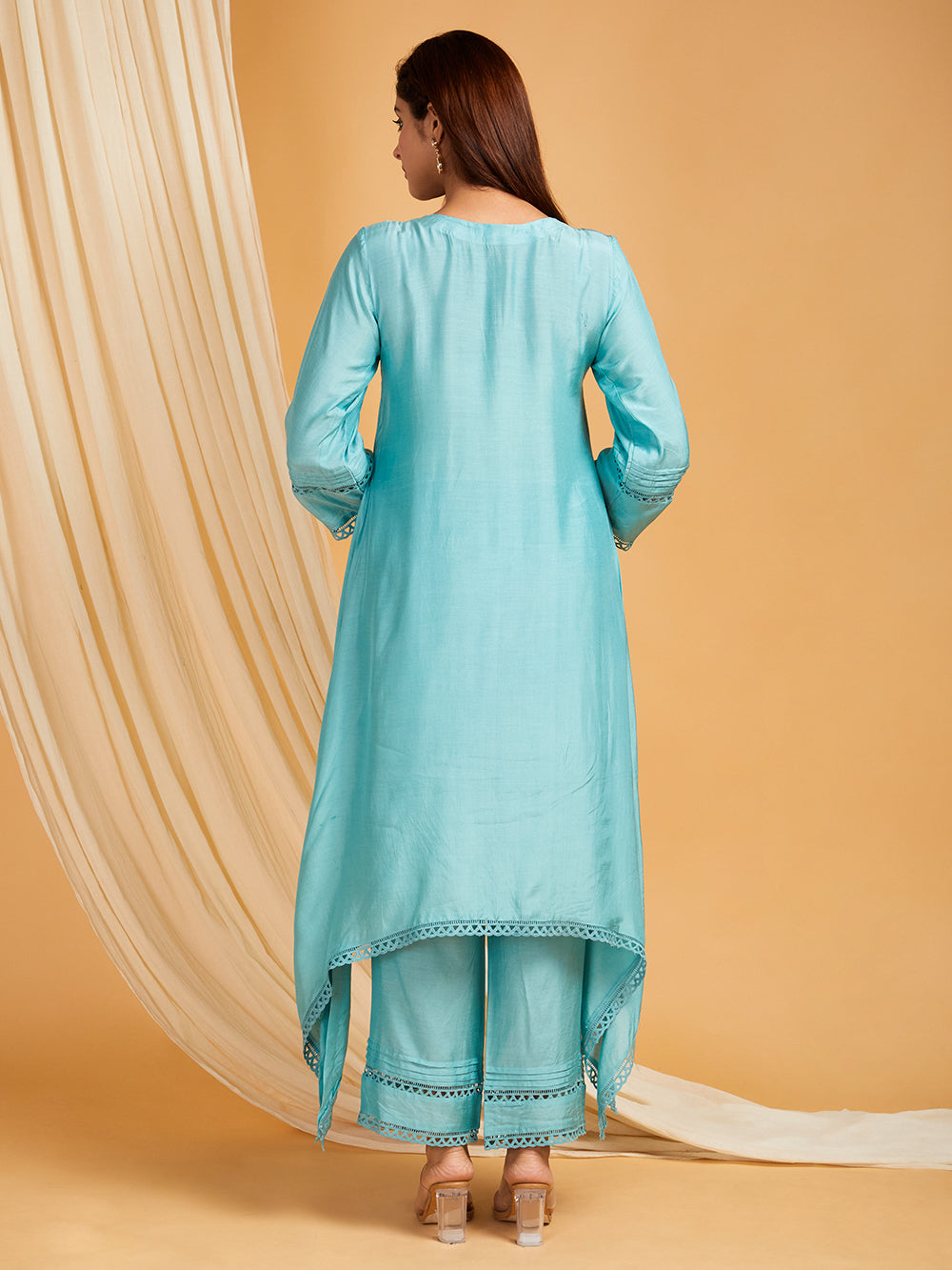 Lace Work Cotton Silk Kurta