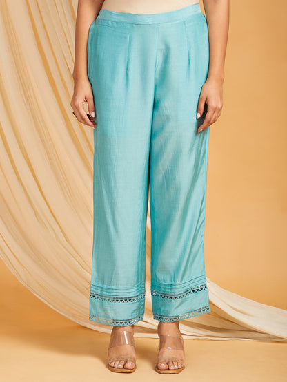 Lace Work Cotton Silk Kurta & Pants