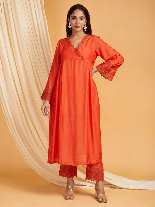 Cotton Silk Lace work Kurta & Pants