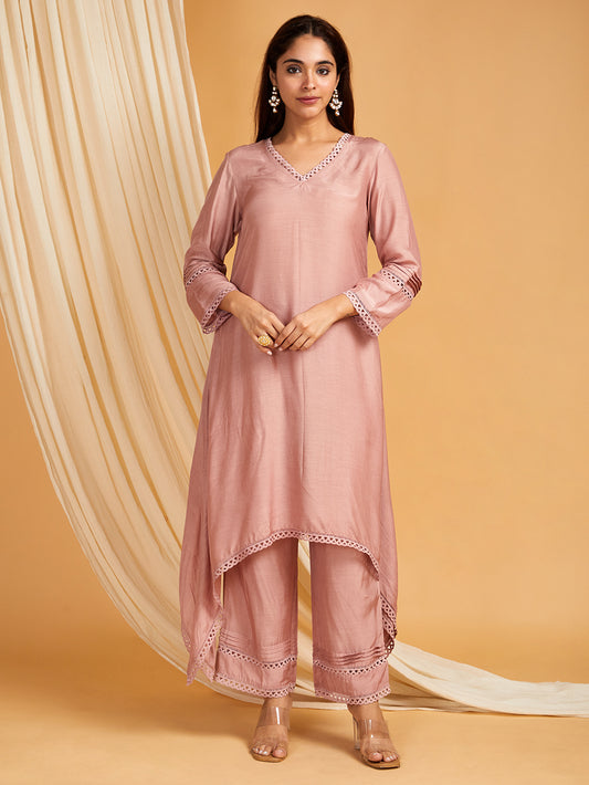 A-Line Cotton Silk Kurta with Small Slit