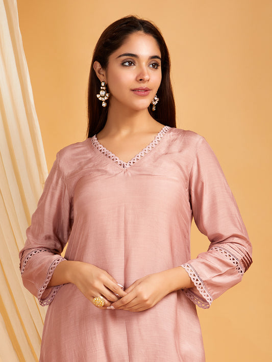 A-Line Cotton Silk Kurta with Small Slit
