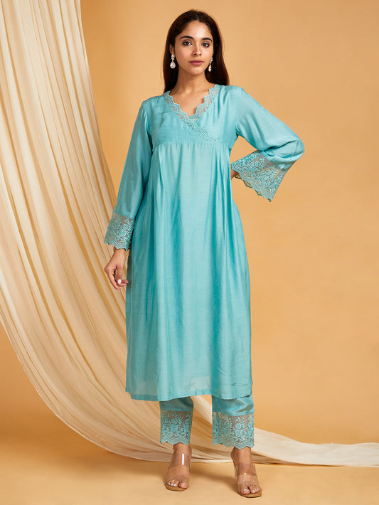 Cotton Silk Kurta with Lace work