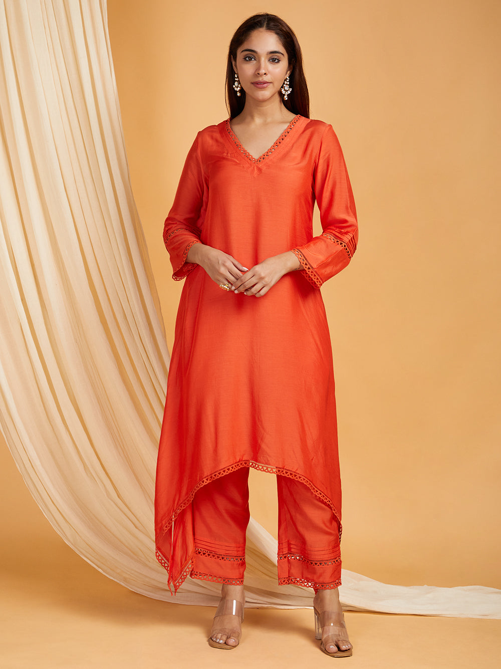 A-Line Cotton Silk Kurta with Small Slit