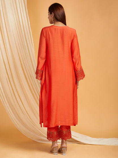 Cotton Silk Lace work Kurta & Pants